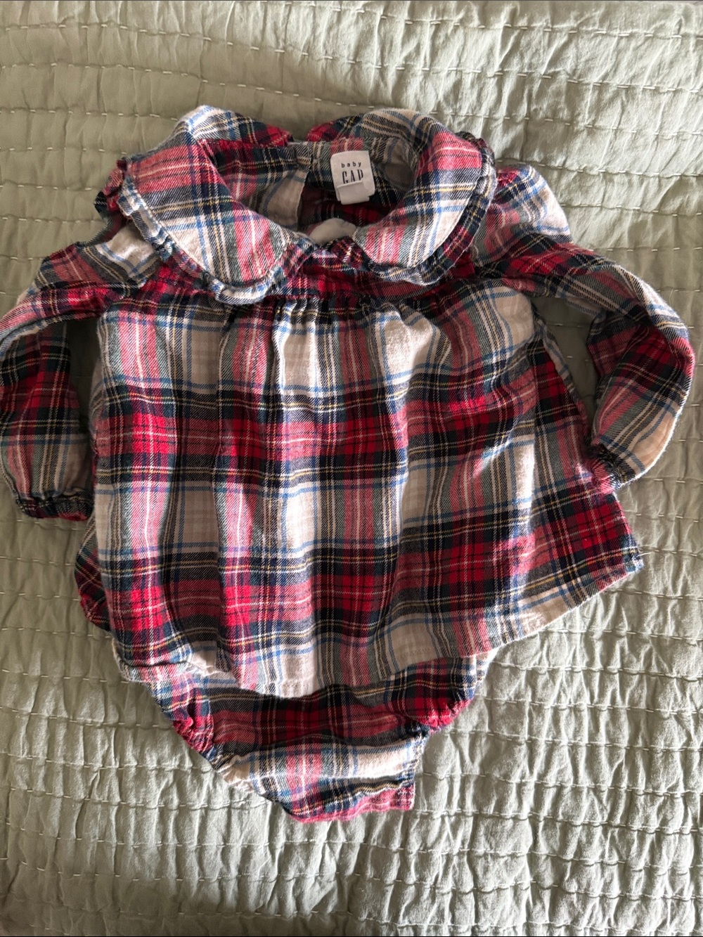 GAP Red Plaid Ruffle Collar Baby Dress with Bodysuit